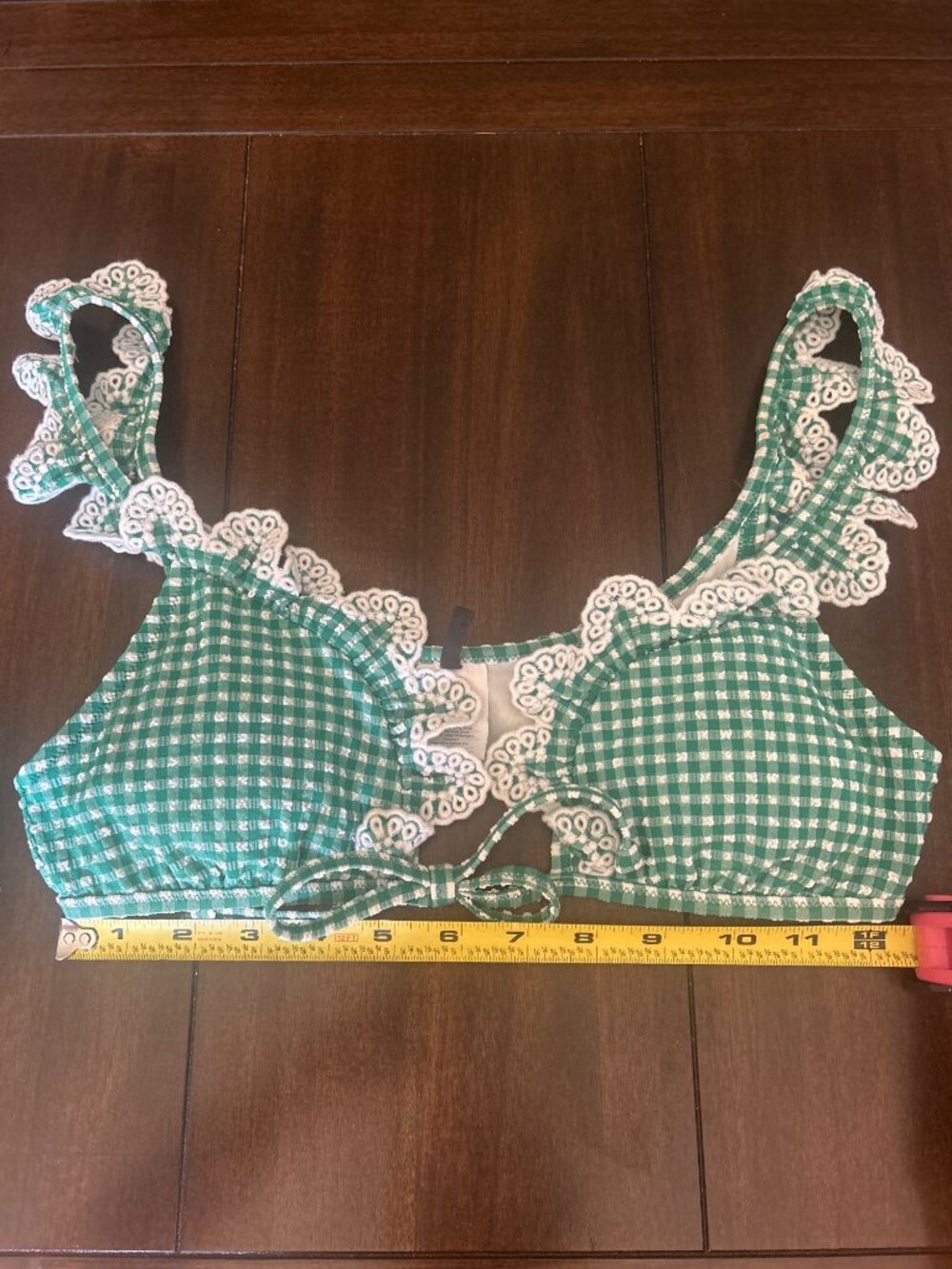 J.Crew Green Gingham & Lace Ruffle Bikini Set Size XS Women's Swimwear - Picture 12 of 15